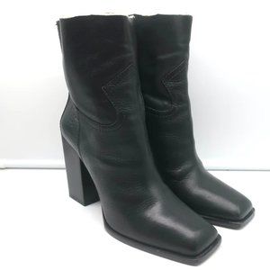 Saint Laurent Jodie 105 Cut-Off Western Ankle Boots Black Leather Size 38.5